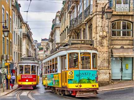 Poster Historical trams in Lisbon - Portugal
