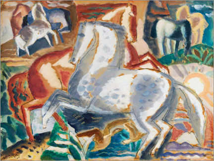 Tableau sur toile  Landscape &amp; Horses - Leo Gestel
