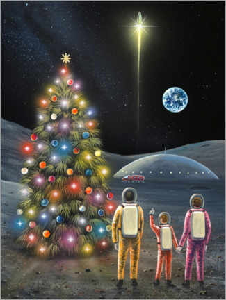 Tableau sur toile  Christmas on the moon - Richard Bizley