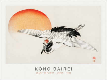 Tableau en PVC  Crane in Flight, Kono Bairei, 1895 - K?no Bairei