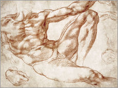 Tableau en plexi-alu  Étude pour La Création d'Adam - Michelangelo