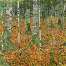 Tableau en bois  La forêt de bouleaux - Gustav Klimt