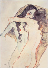 Tableau en plexi-alu  Deux femmes s'embrassant - Egon Schiele