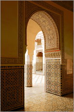 Tableau en plexi-alu  Grandes colonnes de patio avec azulejos à Marrakech - Guy Thouvenin