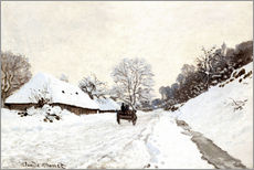 Sticker mural  La Charrette. Route sous la neige à Honfleur - Claude Monet