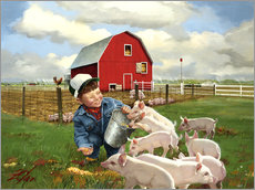 Sticker mural  Nourrir les petits cochons - Donald Zolan