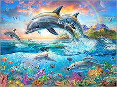 Tableau en plexi-alu  Famille de dauphins - Adrian Chesterman