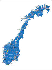 Sticker mural  Carte de la Norvège (anglais)