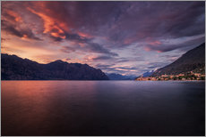 Tableau en plexi-alu  Sunset at Lake Garda with view on Malcesine - Dennis Fischer