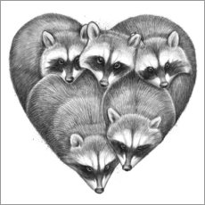 Tableau en plexi-alu  Cœur de ratons laveurs - Nikita Korenkov
