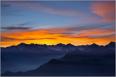 Tableau en plexi-alu  Ciel coloré au coucher du soleil sur les Alpes - Fabio Lamanna