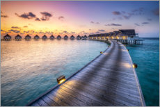 Tableau en verre acrylique  Coucher de soleil romantique aux Maldives - Jan Christopher Becke