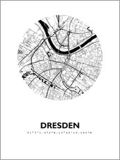 Poster Carte de Dresde