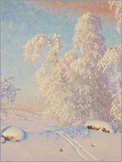 Poster  Traces de ski dans un chemin enneigé - Gustaf Edolf Fjæstad