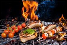 Poster  Un barbecue avec des aliments variés