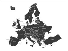 Poster Carte de l'Europe (anglais)