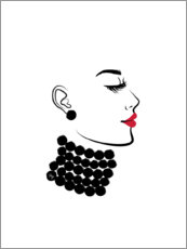 Poster Femme avec un collier de perles