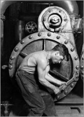 Tableau en aluminium  Ouvrier travaillant sur une machine à vapeur