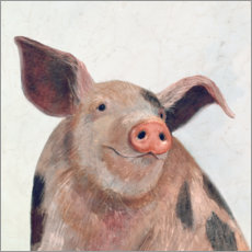 Tableau sur toile  Cochon rose et noir - Victoria Borges