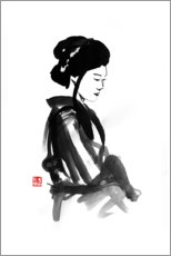 Sticker mural  Geisha pensive 02 - Péchane