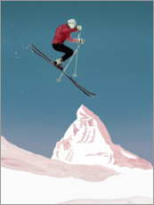 Poster  Skieur en montagne - Mantika Studio