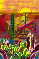 Tableau en aluminium  Cactus au lever du soleil - Charles Harker
