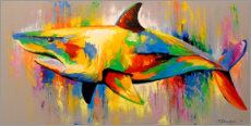 Tableau en verre acrylique  Requin multicolore - Olha Darchuk