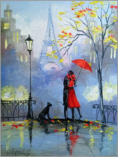 Tableau sur toile  S'embrasser à Paris - Olha Darchuk