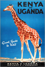 Tableau en verre acrylique  Kenya et Ouganda (anglais) - Vintage Travel Collection