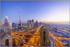 Poster Skyline de Dubaï au coucher du soleil