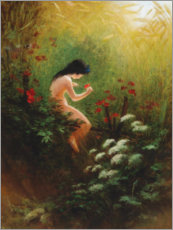 Poster Jeune fille avec une fleur