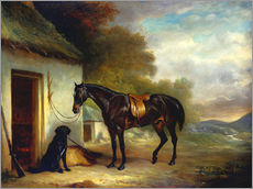Sticker mural  Le cheval préféré de M. Stuart et son retriever Nell, 1867 - John E. Ferneley