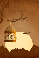 Sticker mural  Libre de la cage dorée - Monika Jüngling