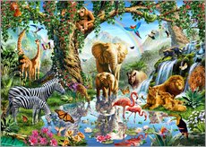 Sticker mural  Lac dans la jungle - Adrian Chesterman
