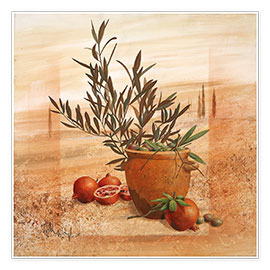 Poster Récolte des grenades et des olives