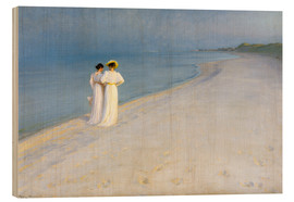 Tableau en bois  Soirée d'été sur la plage du sud de Skagen avec Anna Ancher et Marie Kroyer - Peder Severin Krøyer