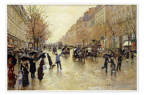 Poster Le boulevard Poissonière sous la pluie