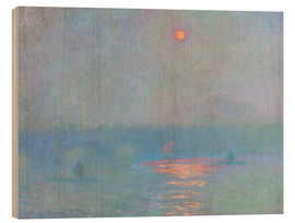 Tableau en bois  Pont de Waterloo, soleil à travers le brouillard - Claude Monet