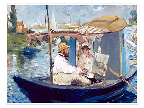 Poster Claude Monet peignant dans son atelier