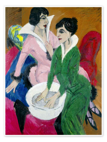 Poster Deux femmes avec lavabo; Les soeurs