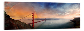 Tableau en verre acrylique  Pont du Golden Gate à San Francisco avec un arc-en-ciel - Michael Rucker