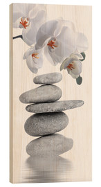 Tableau en bois  Bien-être, orchidée et pierres - Atteloi