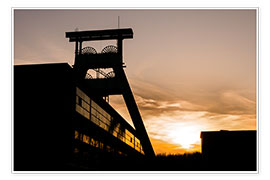 Poster Mine de charbon au coucher du soleil 