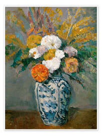 Poster  Dahlias dans un grand vase de Delft - Paul Cézanne