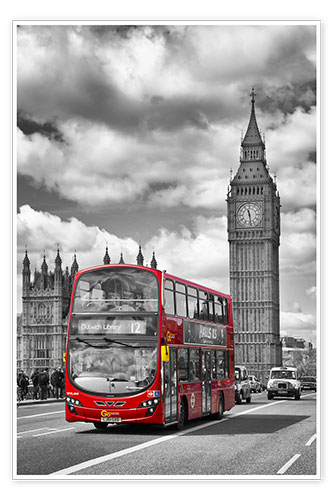 Poster Big Ben et bus rouge