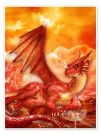 Poster  Le pouvoir rouge du dragon - Dolphins DreamDesign
