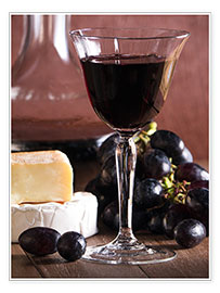 Poster Plateau de fromages avec du vin