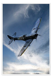 Poster Spitfire en plein vol