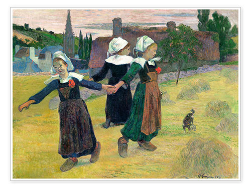 Poster Petites bretonnes dansant à Pont-Aven