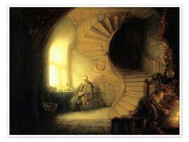 Poster  Philosophe en méditation - Rembrandt van Rijn